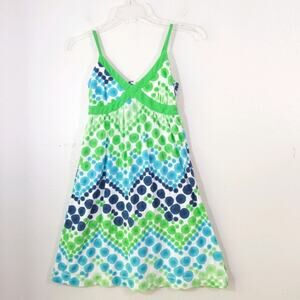 Aeropostale green blue polka dot empire dress S